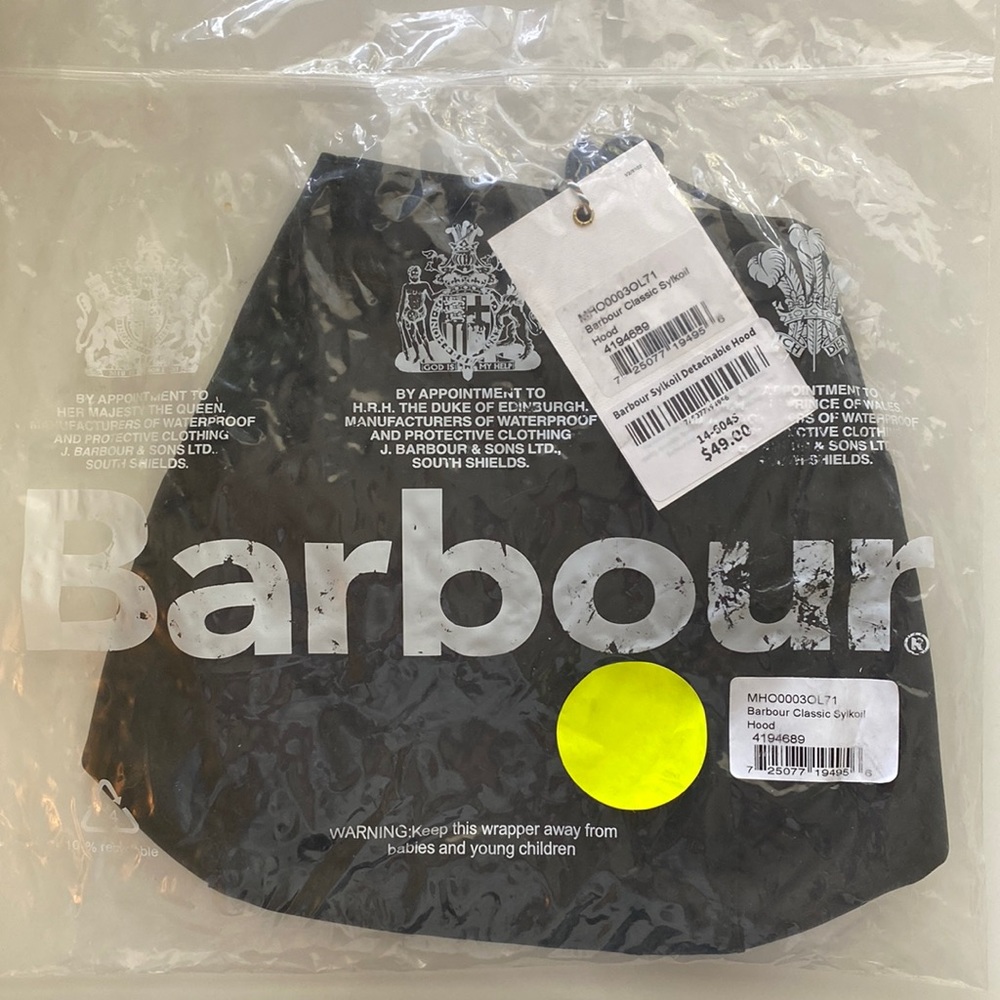 NWT Barbour Sylkoil Hood - Olive/Unisex/One Size